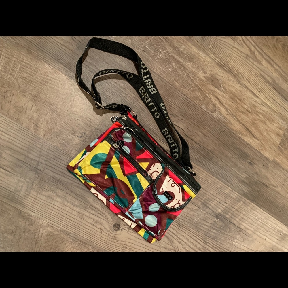 Romero Britto Yellow Brown Red Multi Crossbody